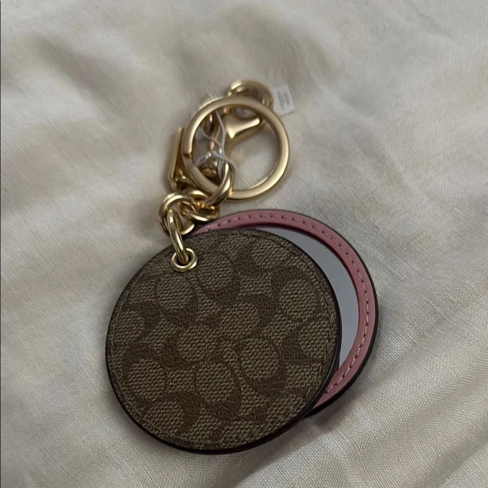 Coach Brown and Pink Mirror Key Chain/purse Charm Accessory - Picture 2 of 3